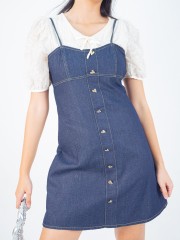 PT Golden Button Mini Denim Dress