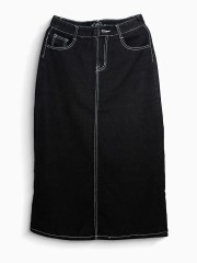 COLIND Midi Denim Black Skirt