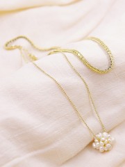 2-Layered Rounded Pearls Chains Necklace