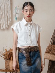 TW Denim Folded Sleeves Shirt