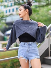 Knitted Crop Poncho