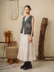 TW Burke Lace Edge Denim Vest