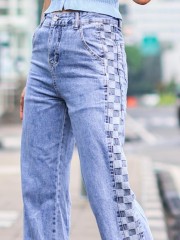 Broth Side Chess Square Denim Jeans 