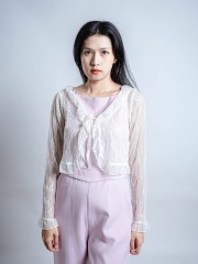 CORE Ruffles Lace Edge Flower Cliq Cardigan