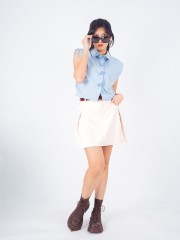 PT Side Pinched Suede Mini Skort