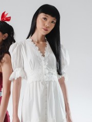 ELITE Linen Embroidery Outline Midi Dress